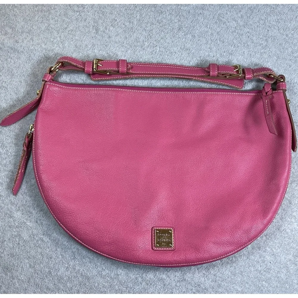 Dooney & Bourke Y2K Pink Leather Expandable Hobo Shoulder Bag Purse Crescent